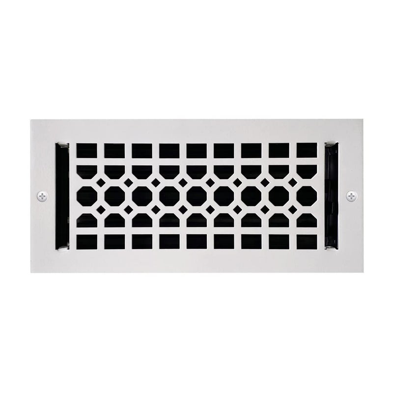 EMPIRE REGISTER CO شركة Empire Register Co، غطاء فتحة السقف والجدار - 4x10 بوصة، تصميم قرص العسل، لمسة نهائية بيضاء، مخمد معدني مرفق، قياس أبعاد فتحة الجدار (ليس للاستخدام على الأرض) - Image 1